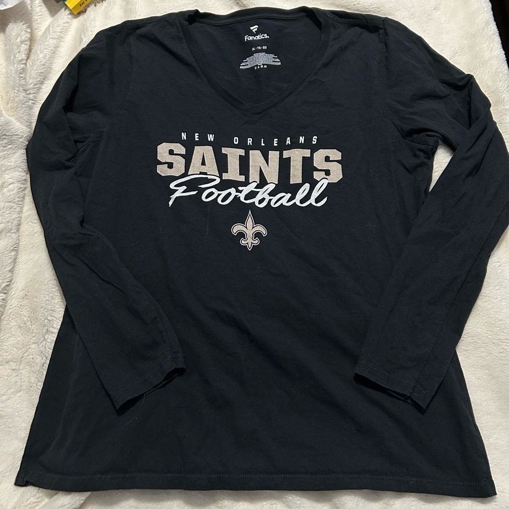 Fanatics Black Long Sleeve Shirt Saints SZ XL